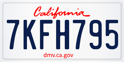 CA license plate 7KFH795