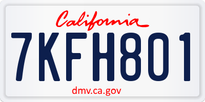 CA license plate 7KFH801