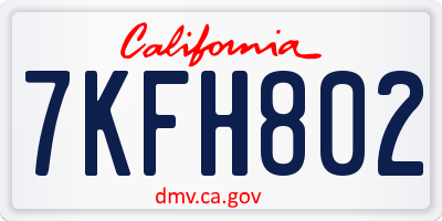 CA license plate 7KFH802