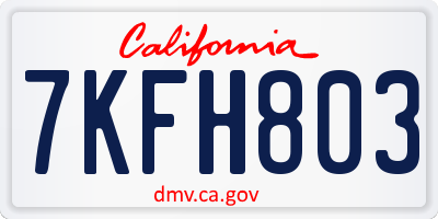 CA license plate 7KFH803