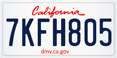 CA license plate 7KFH805