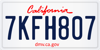 CA license plate 7KFH807