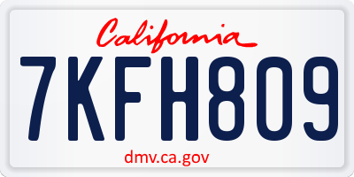 CA license plate 7KFH809