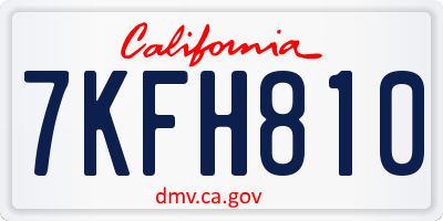 CA license plate 7KFH810