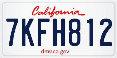 CA license plate 7KFH812