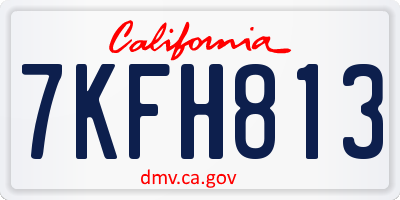 CA license plate 7KFH813