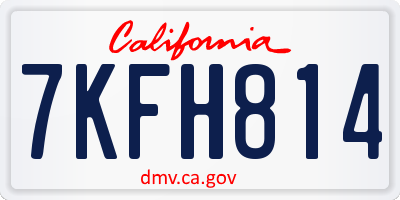 CA license plate 7KFH814