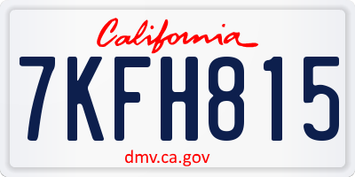 CA license plate 7KFH815
