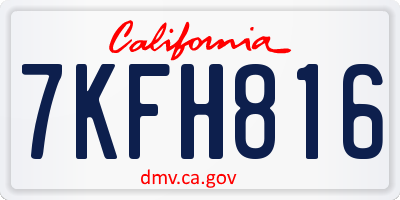 CA license plate 7KFH816