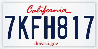 CA license plate 7KFH817