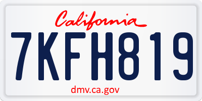 CA license plate 7KFH819