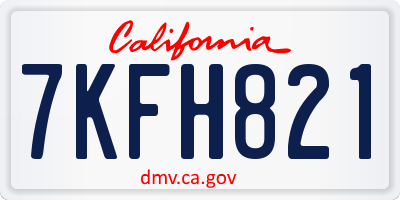 CA license plate 7KFH821
