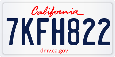 CA license plate 7KFH822