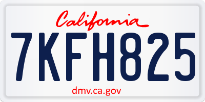 CA license plate 7KFH825