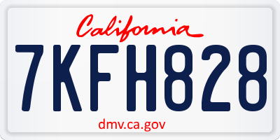 CA license plate 7KFH828