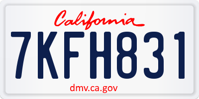 CA license plate 7KFH831