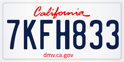 CA license plate 7KFH833