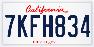 CA license plate 7KFH834