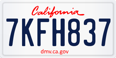 CA license plate 7KFH837