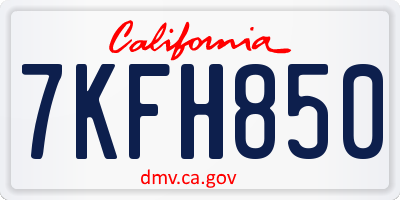 CA license plate 7KFH850