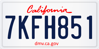 CA license plate 7KFH851