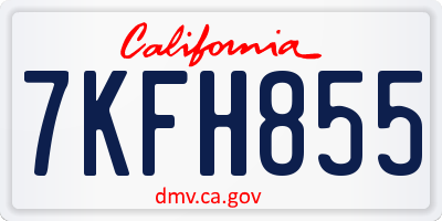 CA license plate 7KFH855
