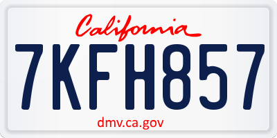 CA license plate 7KFH857