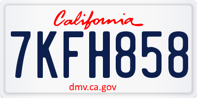 CA license plate 7KFH858