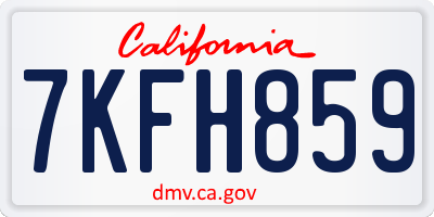 CA license plate 7KFH859