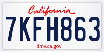 CA license plate 7KFH863