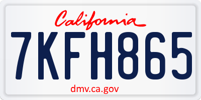 CA license plate 7KFH865