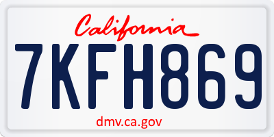 CA license plate 7KFH869