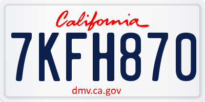CA license plate 7KFH870