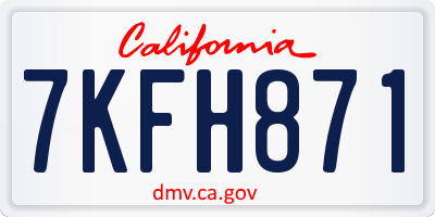 CA license plate 7KFH871