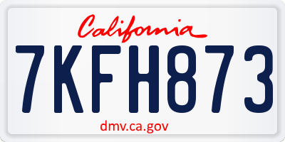 CA license plate 7KFH873