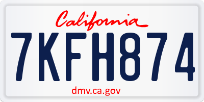 CA license plate 7KFH874