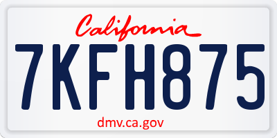 CA license plate 7KFH875