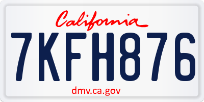 CA license plate 7KFH876