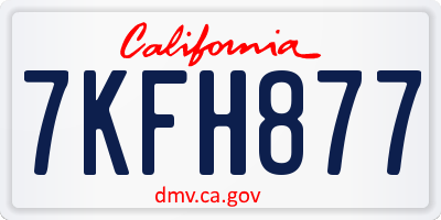 CA license plate 7KFH877