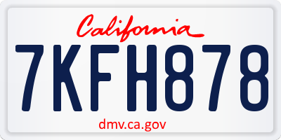 CA license plate 7KFH878