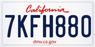 CA license plate 7KFH880