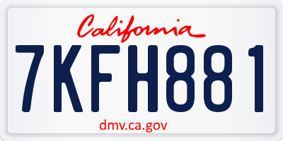 CA license plate 7KFH881