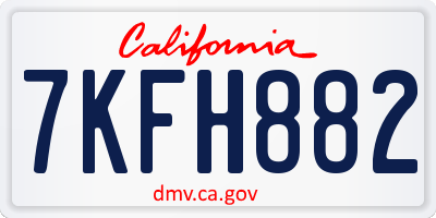 CA license plate 7KFH882