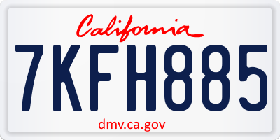 CA license plate 7KFH885