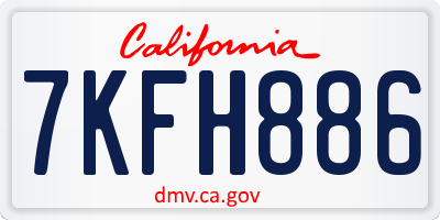 CA license plate 7KFH886