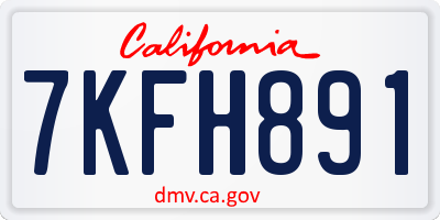 CA license plate 7KFH891