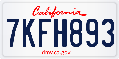 CA license plate 7KFH893