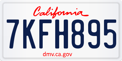 CA license plate 7KFH895