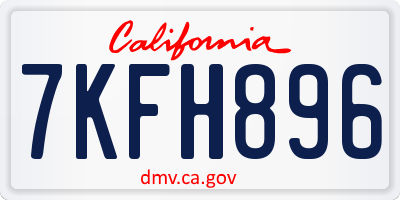 CA license plate 7KFH896