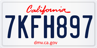 CA license plate 7KFH897